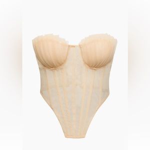 Tie Back Sheer Mesh Corset Strapless Top